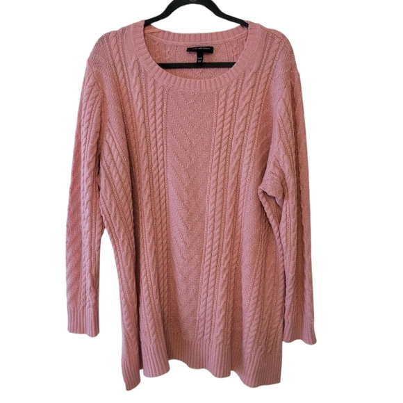 Lane Bryant Pink Cable Knit Sweater Size 22-24 - Picture 1 of 3
